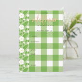 Springtime Gingham & Blooms Baby Shower Theme Einladung (Stehend Vorderseite)