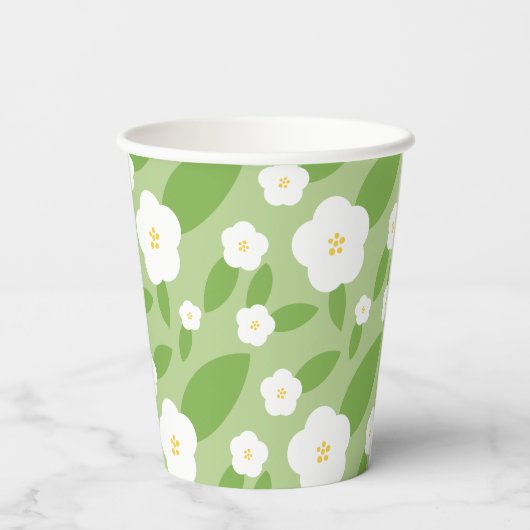 Springtime Gingham & Blooms Baby Shower Theme Pappbecher (Rückseite)