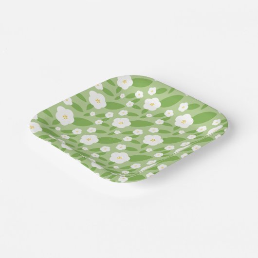 Springtime Gingham & Blooms Baby Shower Theme Pappteller (Gewinkelt)