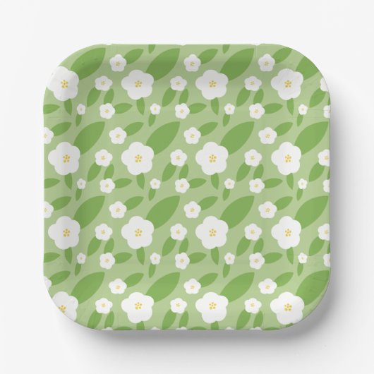 Springtime Gingham & Blooms Baby Shower Theme Pappteller (Vorderseite)