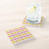 Springtime Gingham Glasuntersetzer (Schrägansicht)