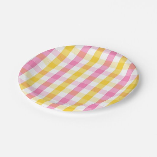 Springtime Gingham Pappteller (Schrägansicht)