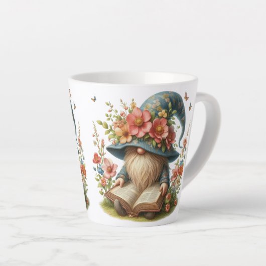 Springtime Gnome Reader Latte-Tasse Milchtasse (Rechte Ecke)
