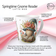 Springtime Gnome Reader Latte-Tasse