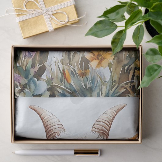 Springtime Goat Kid Gelbe Wildblumen Decoupage Seidenpapier (Geschenk)