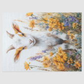 Springtime Goat Kid Gelbe Wildblumen Decoupage Seidenpapier (Vorderseite)