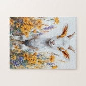 Springtime Goat Kid Yellow Wildblumen Puzzle (Horizontal)