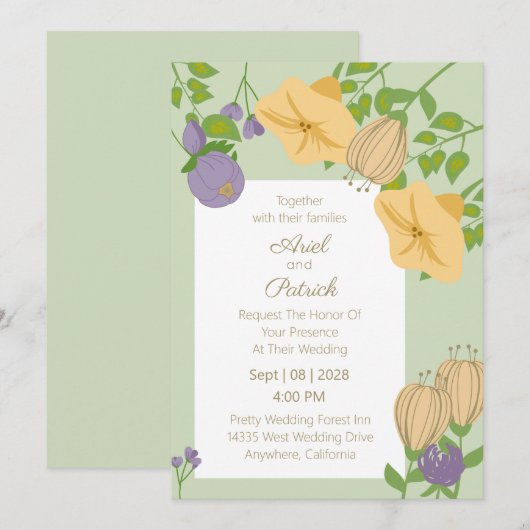 Springtime-Hochzeit Einladung (Vorne/Hinten)