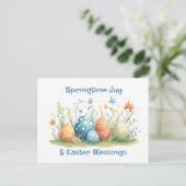 Springtime Joy & Ostersegnung Postkarte (Stehend Vorderseite)