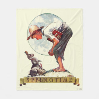 Springtime, Junge 1935 mit Häschen Fleecedecke