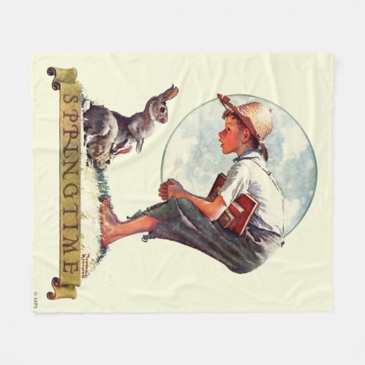 Springtime, Junge 1935 mit Häschen Fleecedecke (Vorderseite (Horizontal))