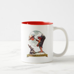 Springtime, Junge 1935 mit Häschen Zweifarbige Tasse