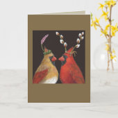 Springtime-Kardinäle Karte (Gelbe Blume)