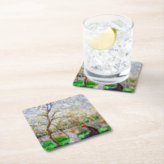 Springtime, Monet Rechteckiger Pappuntersetzer (Vor Ort)