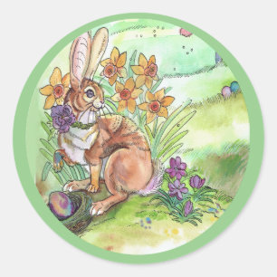 Springtime Oaster Bunny Runder Aufkleber
