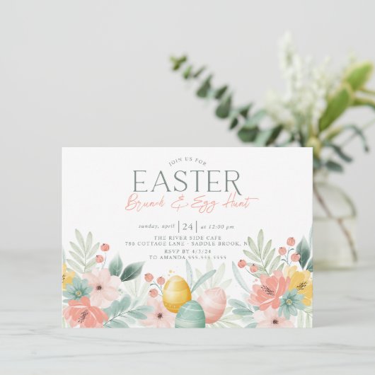 Springtime Osterbrunch & Eierjagd Einladung (Stehend Vorderseite)