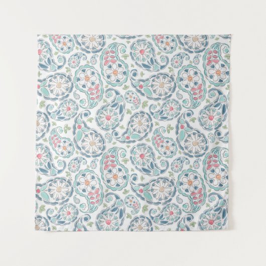 Springtime-Paisley-Muster Wandteppich (Vorderseite (Horizontal))
