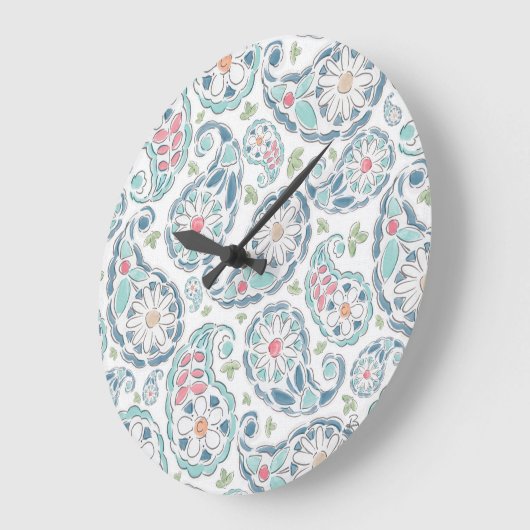 Springtime Paisley Pattern Große Wanduhr (Winkel)