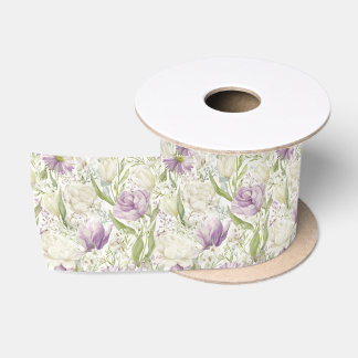 Springtime Pastell floral Muster Satinband