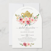 Springtime Peonies Rose Blumenkohl Brautparty Tee Einladung (Vorderseite)