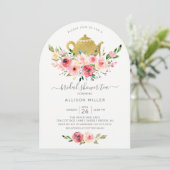 Springtime Peonies Rose Blumenkohl Brautparty Tee Einladung (Stehend Vorderseite)