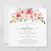 Springtime Peonies Rose Blumentaufen Einladung (Vorderseite)