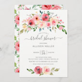 Springtime Peonies Rose Floral Brautparty Einladung (Vorne/Hinten)