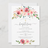 Springtime Peonies Rose Floral Taufen Einladung (Vorderseite)