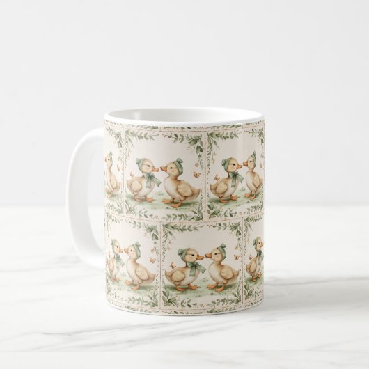 Springtime Quacker: Enten Inspiriert Sips 🐥 ☕ Kaffeetasse (Vorderseite Links)