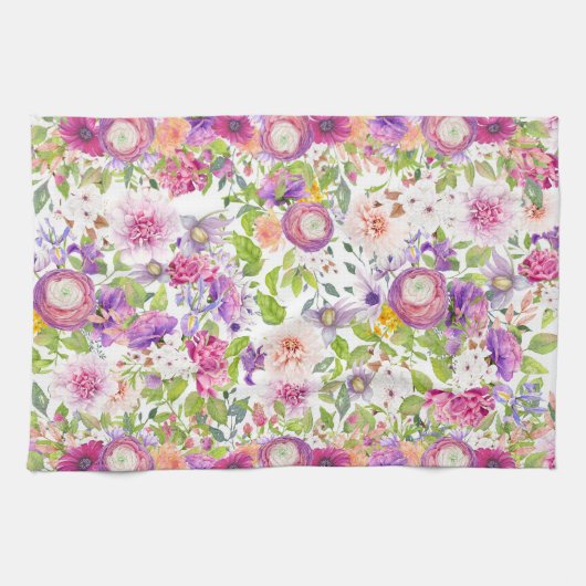 Springtime Ranunculus und Rose Geschirrtuch (Horizontal)