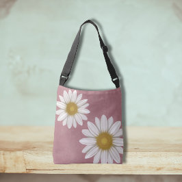 Springtime Rosy Pink Daisy Hand Gezeichnet Tragetaschen Mit Langen Trägern