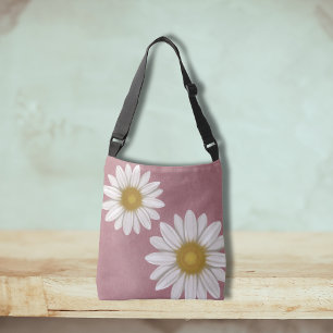 Springtime Rosy Pink Daisy Hand Gezeichnet Tragetaschen Mit Langen Trägern