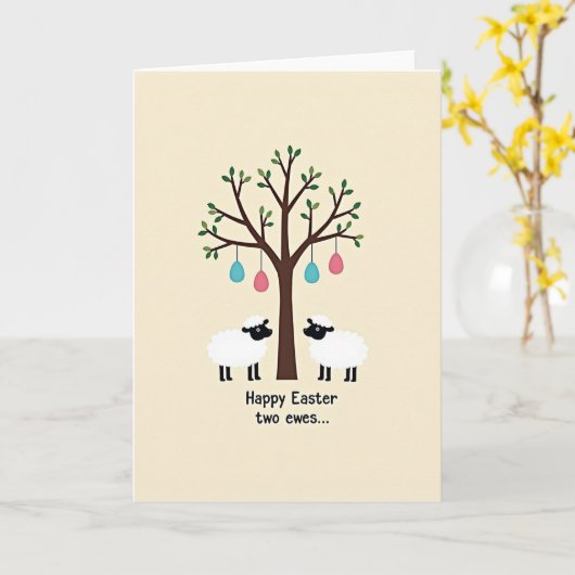 Springtime Sheep Tree Art Card Karte (Gelbe Blume)