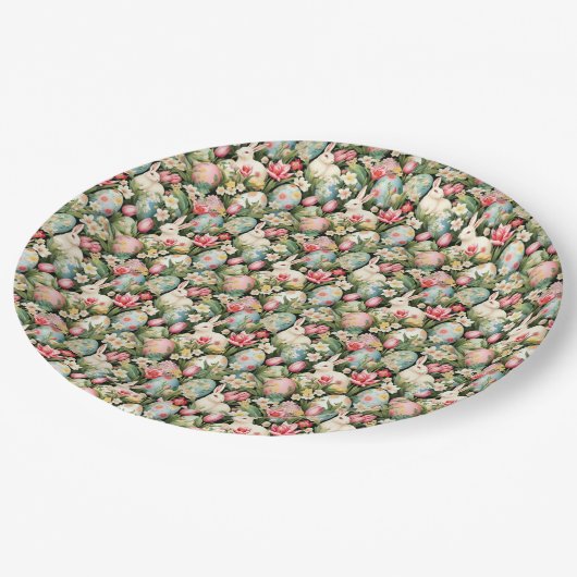 Springtime Soiree Ostermuster Pappteller (Schrägansicht)