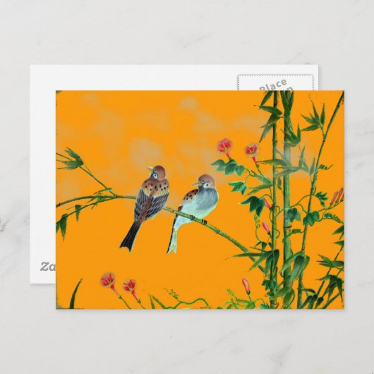 Springtime Sparrows Postkarte (Vorne/Hinten)