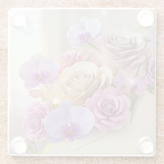 Springtime Splendor 3D Grußkarte mit Dew-Kiss Glasuntersetzer (Rückseite)