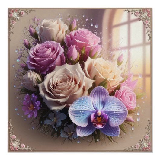 Springtime Splendor 3D Grußkarte mit Dew-Kiss Poster (Vorderseite)