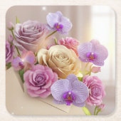Springtime Splendor 3D Grußkarte mit Dew-Kiss Rechteckiger Pappuntersetzer (Vorderseite)