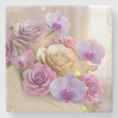 Springtime Splendor 3D Grußkarte mit Dew-Kiss Steinuntersetzer (Vorderseite)