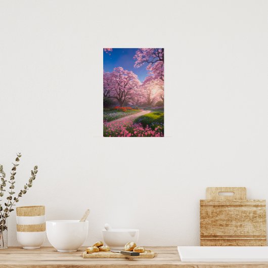 Springtime Splendor während Sonnenuntergang Poster (Küche)