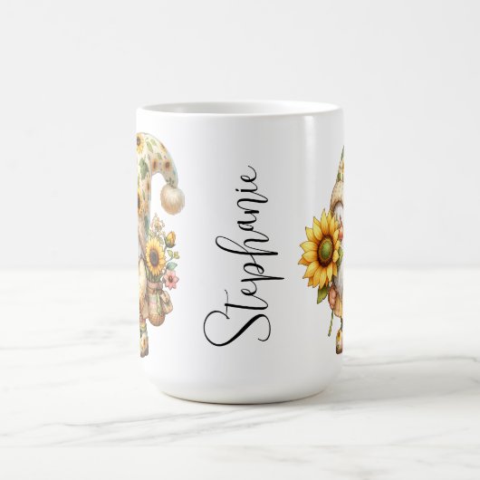 Springtime Sunflower Gnome Keramik Tasse (Mittel)