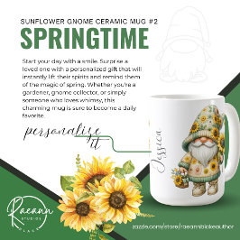 Springtime Sunflower Gnome Keramik Tasse