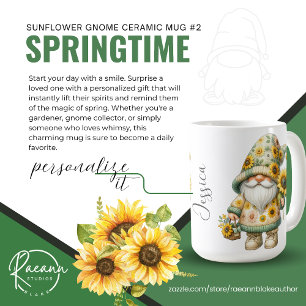 Springtime Sunflower Gnome Keramik Tasse