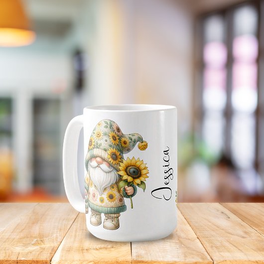 Springtime Sunflower Gnome Keramik Tasse