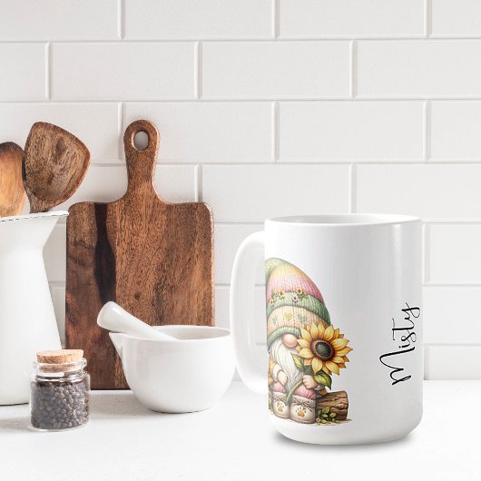 Springtime Sunflower Gnome Keramik Tasse