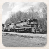 Springtime Train B&W Rechteckiger Pappuntersetzer (Vorderseite)