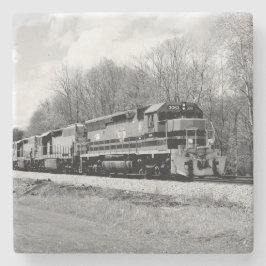 Springtime Train B&W Steinuntersetzer