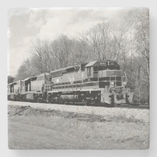Springtime Train B&W Steinuntersetzer