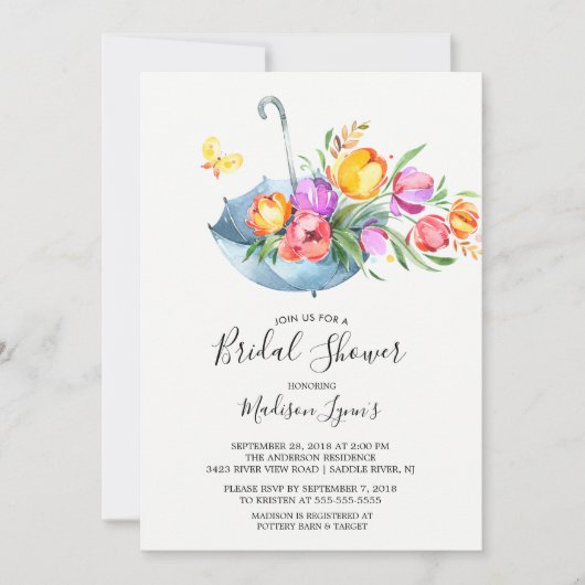 Springtime Tulips Bridal Dusche Einladung (Vorderseite)