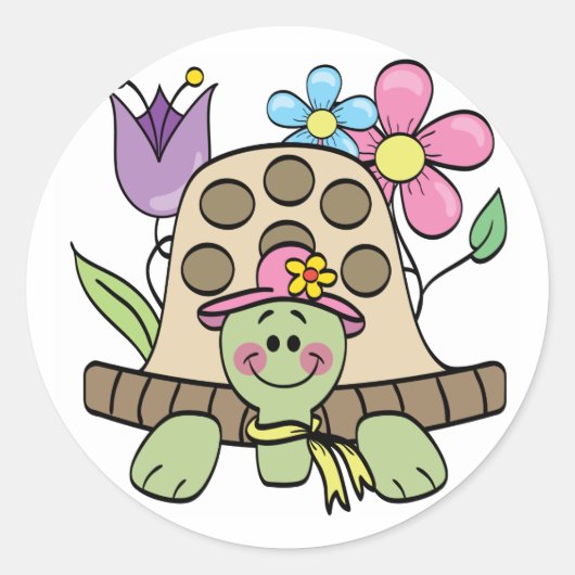 Springtime Turtle Tshirts und Geschenke Runder Aufkleber (Vorderseite)